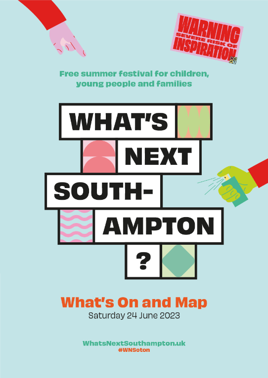 Programme cover with What's Next Southampton? logo and text What's On and Map.